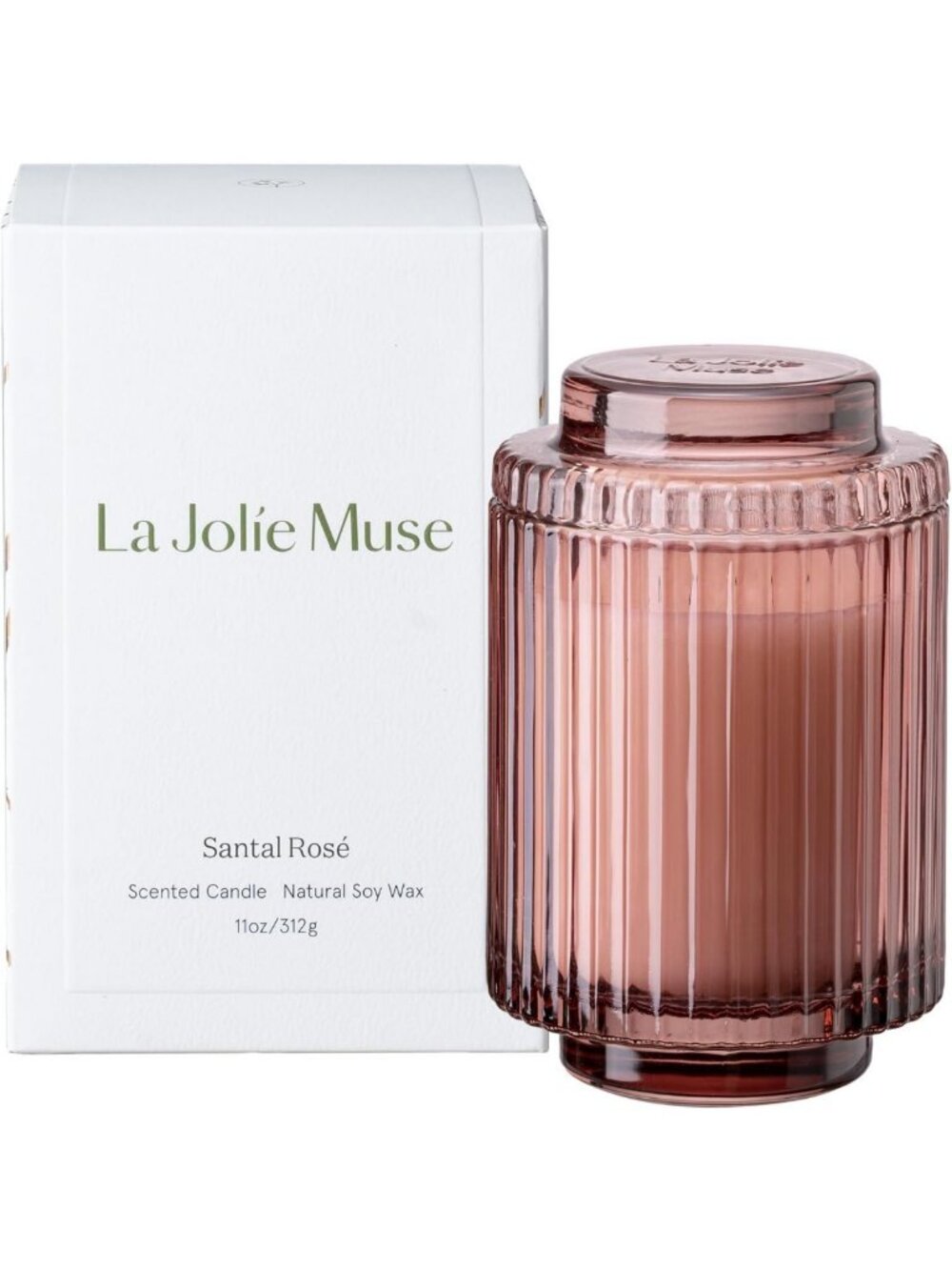 Santal Rosé Scented Candle - 11 oz Natural Soy Wax for Home Décor & Relaxation